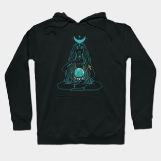 Moon Goddess Green with Gold Ankh Symbol Sticker Hoodie